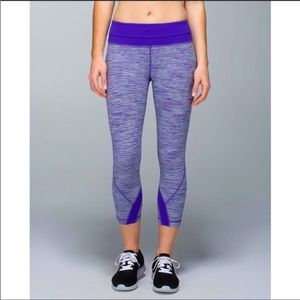 Lululemon Inspire Run Crop II purple athletic yoga leggings 6.